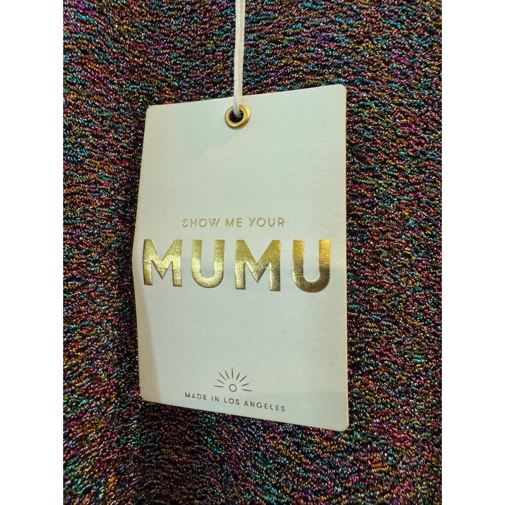 Show Me Your Mumu Sure Thing Mini Dress Rainbow Shimmy Shine L Bubble Sleeve - Picture 6 of 8